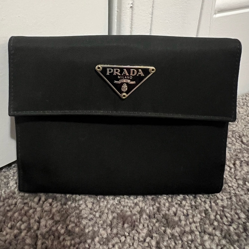 Prada Nylon/Leather Black Wallet 2 way